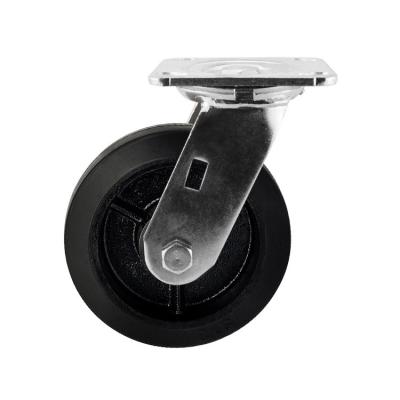 China Heavy Duty Trolley Caster Wheels 100x50mm 4 inch Swivel Plate Casters Black Iron Core Rubber for sale