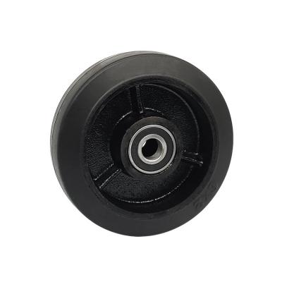 China Black Iron Ball Bearing Rubber Single Wheel 100mm 125mm 150mm 200mm For Heavy Duty Casters for sale