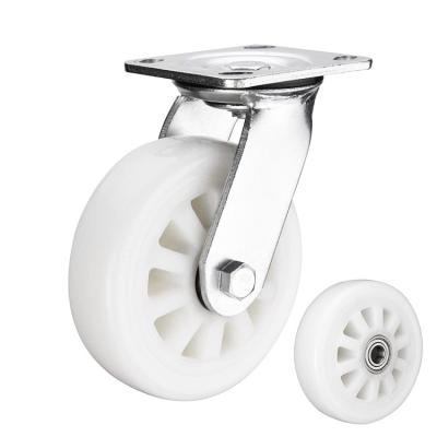 China 6 Inch Heavy Duty Solid White Wheel 500KG Bearing Nylon Trolley Caster Wheels OEM China for sale