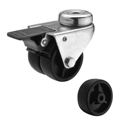 China 50mm Dual Wheel PP Casters With Lock Bolt Hole Plastic Swivel Casters For Furniture China en venta