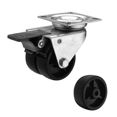 China 2 Inch Top Plate Type Light Duty Twin Wheel Plastic Caster Wheels Low Profile OEM for sale