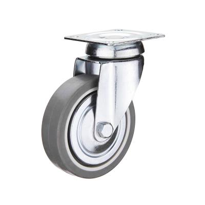 China Light Duty Thermoplastic Rubber Caster Wheels 4 Inch Diameter Swivel TPR Casters for sale