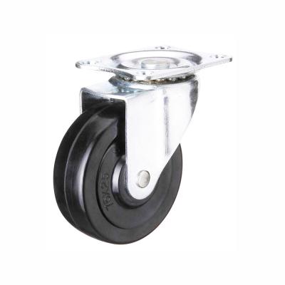 China 3 Inch Solid Rubber Caster Swivel Plate Black Wheel Casters For Small Trolley Carts for sale