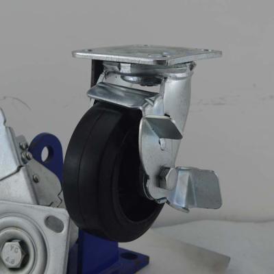Китай Heavy Duty 5 Inch Wrought Iron Rubber Casters Side Lock Industrial Cast Iron Trolley Wheels Wholesale продается