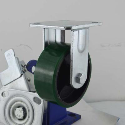 China 5 Inch Iron PU Castors Heavy Duty Fixed Plate Soft Industrial Wheels Castors China for sale