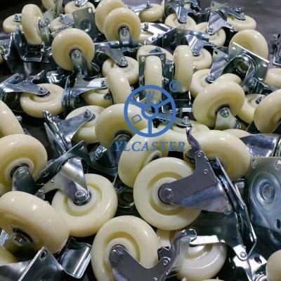 China 3 Inch 4 Inch Swivel Plastic Caster Wheels White Color Trolley Wheels With Brakes à venda