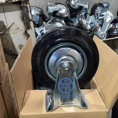 China 10'' Rubber Casters Solid Wheel Swivel Locking Stem Caster Wheels Industrial for sale