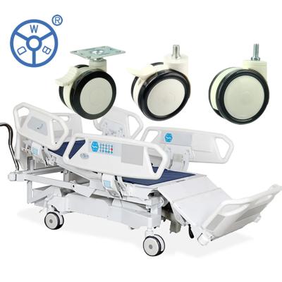 中国 White Grey Plate Medical Casters With Stainless Steel Material For Hospital Furniture 販売のため
