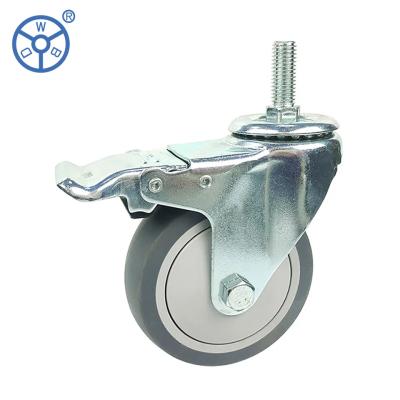 China Double Brake Medical Casters Load Capacity 125kg Thermoplastic Rubber Overall Height 4 Inches for sale