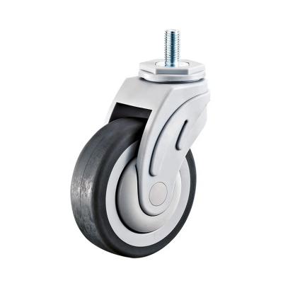 China 4 Inches Overall Height Medical Casters With Double Brake White Grey for sale