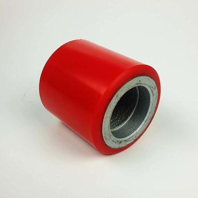 China 80mm Red PU Pallet Truck Wheels Ball Bearing Cast Iron PU Industrial Single Wheels For Pallets à venda