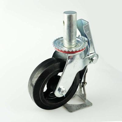 China 8 Inch Scaffold Wheels Solid Stem Roller Bearing Cast Iron Rubber Scaffolding Casters à venda