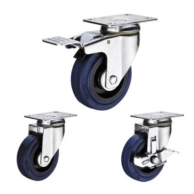 China 90kg Loading 125mm Rubber Swivel Caster Wheels For Warehouse Trolleys for sale