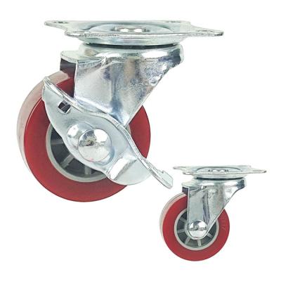China ISO9001 PU 2 Inch Swivel Caster Wheels With Side Brake for sale