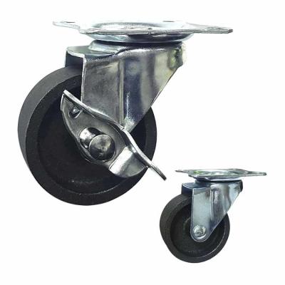 China 75mm Cast Iron Light Duty Casters 360 Degree Rotating With Side Locking for sale