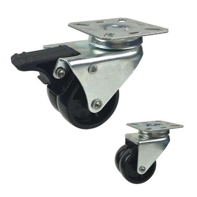 China 3 Inch Caster Wheels With Brakes , 198lbs Loading Dual Wheel Swivel Caster for sale