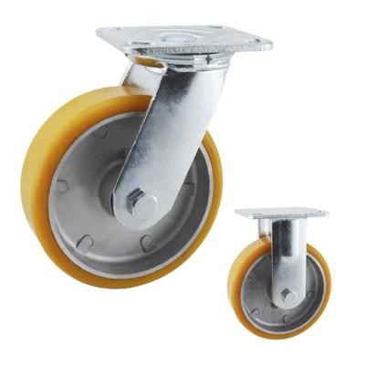 China PU 200mm 990lbs Loading Heavy Duty Casters With Aluminum Core for sale