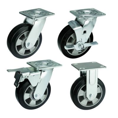 China 125mm 550lbs Capacity Heavy Duty Casters Rubber Double Brake Wholesale for sale