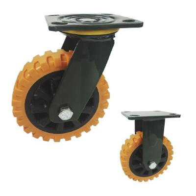 China Orange Pu 150x50mm Heavy Duty Casters With Double Ball Bearing for sale