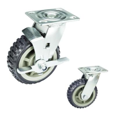 China Side Brake Wheels Tread On Core Heavy Duty Casters Trolley Wheels 5 Inch for sale