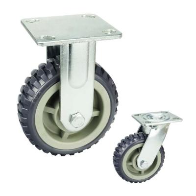China Grey PVC Wheels 6 Inch Fixed Casters Trolley Wheels Heavy Duty Industrial for sale