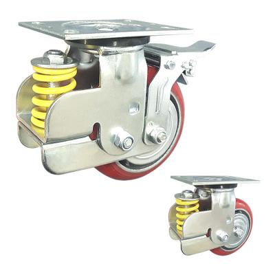 China 300kg Loading 6 Inch Polyurethane Wheels , ISO9001 Spring Loaded Caster Wheel for sale