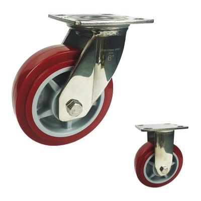 China 6inch PU Stainless Steel Casters for sale