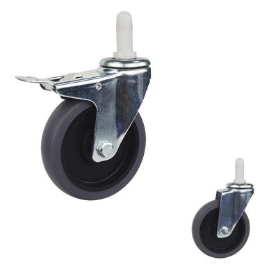 China TPR Square Expanding Stem Caster , 4 Inch Lockable Trolley Wheels for sale