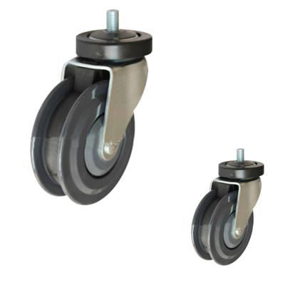 China Gray PU 125mm Heavy Duty Trolley Wheels With Ball Bearing for sale