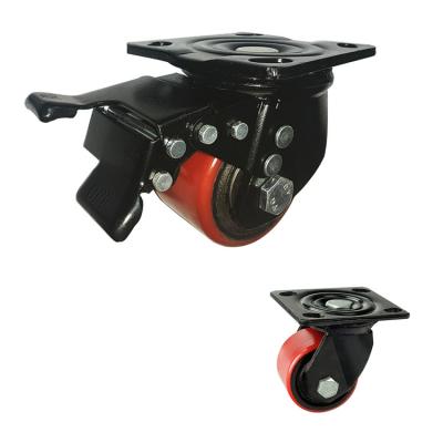 China PU 75mm Low Profile Heavy Duty Casters , 500kg High Capacity Polyurethane Wheels for sale