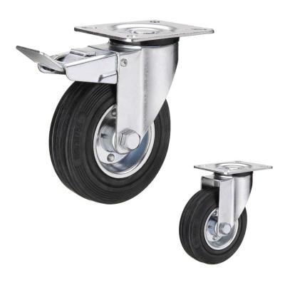 China Black 200kg Loading 8 Inch Solid Rubber Casters Wearable for sale