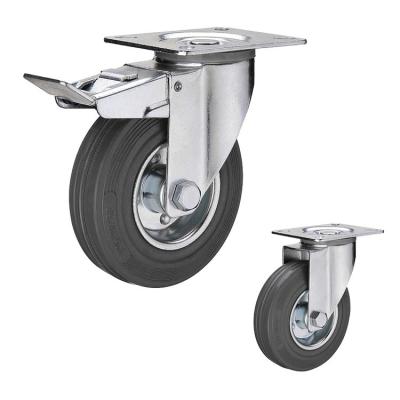 China 200x50mm 440lbs Loading Rubber Casters With Threaded Stem for sale