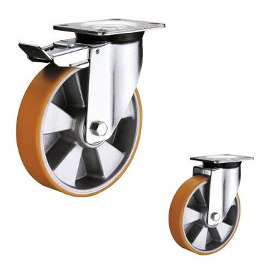China ISO9001 500kg Loading 8 Inch Polyurethane Industrial Wheels With Aluminium Core for sale