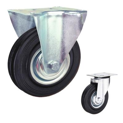 China 264lbs Capacity Rigid Rubber Casters 200mm Black Wheel Standard for sale
