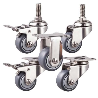 China 50mm Diameter 50kg Capacity TPR Stainless Steel Casters for sale