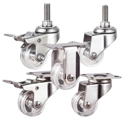 China Clear PC Light Duty Swivel 40mm 66lbs Stainless Steel Casters for sale