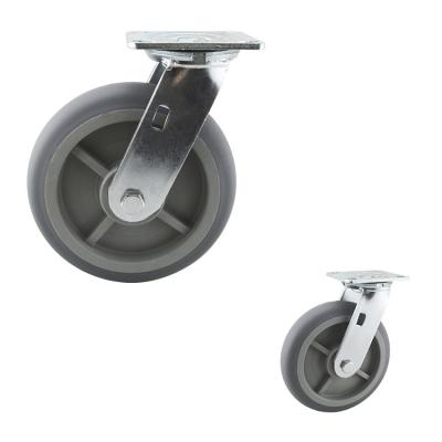 China Grey TPR 280kg Capacity 8 Inch Double Ball Bearing Swivel Plate Caster Wheels for sale