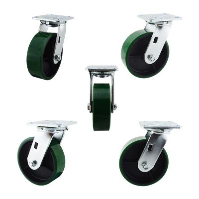 Китай Вагонетки PU 2 дюймов промышленные зеленые тяжелые поворачивают на шарнирах колесо с шарикоподшипником продается