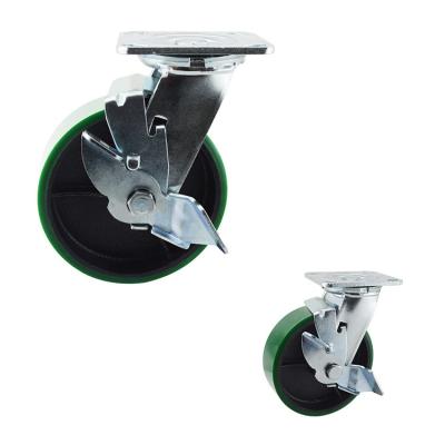 China 990LBS Capacity 6 Inch PU Swivel Locking Silent Heavy Duty Casters for sale