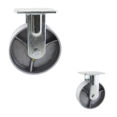 China OEM 6x2 Inch Solid Silver Wheel Heavy Duty Fixed Cast Iron Casters for sale