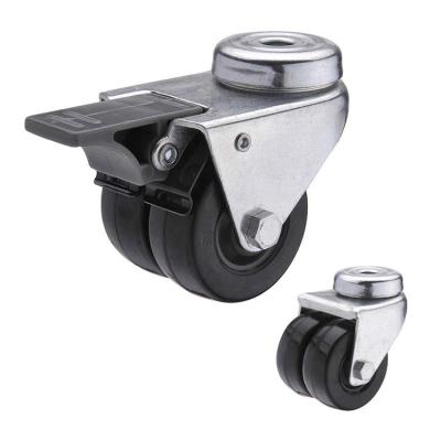 China 50mm Diameter Twin Locking Swivel Bolt Hole Hard Rubber Caster Wheels for sale