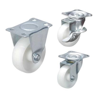 China 65mm White Nylon Wheel 80KG Load Capacity Direction Plate Light Duty Casters for sale