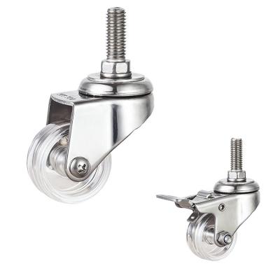 China Package Customizable 40MM Size Wheel Clear PC threaded stem caster for sale