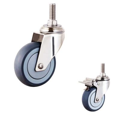 China Soft TPR Wheel Threaded Stem 4 Inch Medium Duty 304SS Medical  Hospital Bed Casters for sale