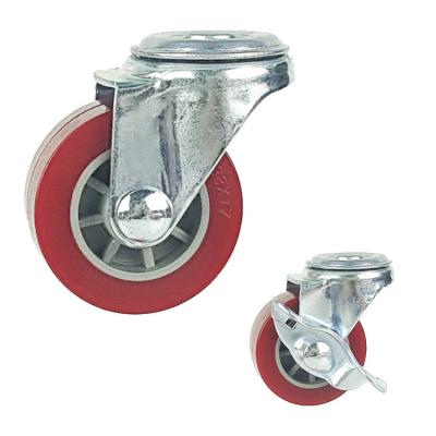 China Logo Customizable 3 Inch PU Swivel Bolt Hole Caster Wheels For Desks for sale