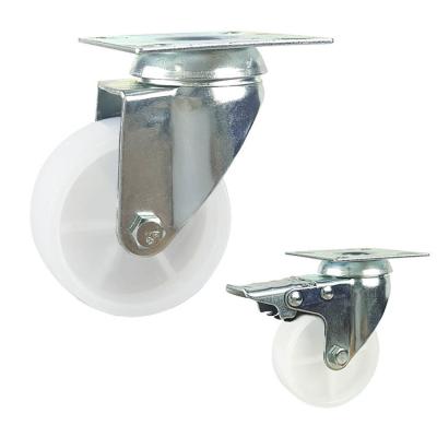 China 100mm White Plastic Solid Wheel Light Duty Casters Square Plate Swivel Head for sale
