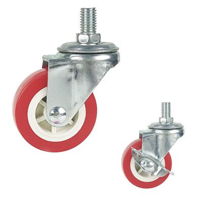 China 66LBS Capacity Red Wheels Threaded Castor Wheels for sale
