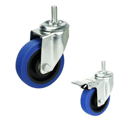 China 100mm Diameter Blue TPR Trolley Casters Wheel With M12x30mm Threaded Stem for sale