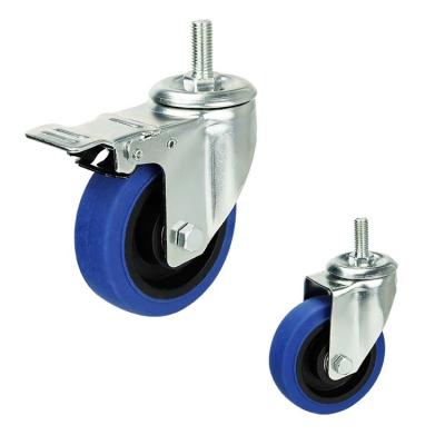 China 4In Quiet Lockable TPR  Trolley Medium Duty Casters With M12x30mm Threaded Stem for sale