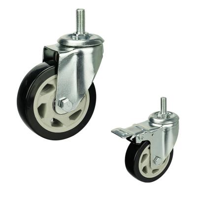 China 100mm Threaded Stem Swivel Ball Bearing  Hollow Core Pvc Caster Wheel for sale